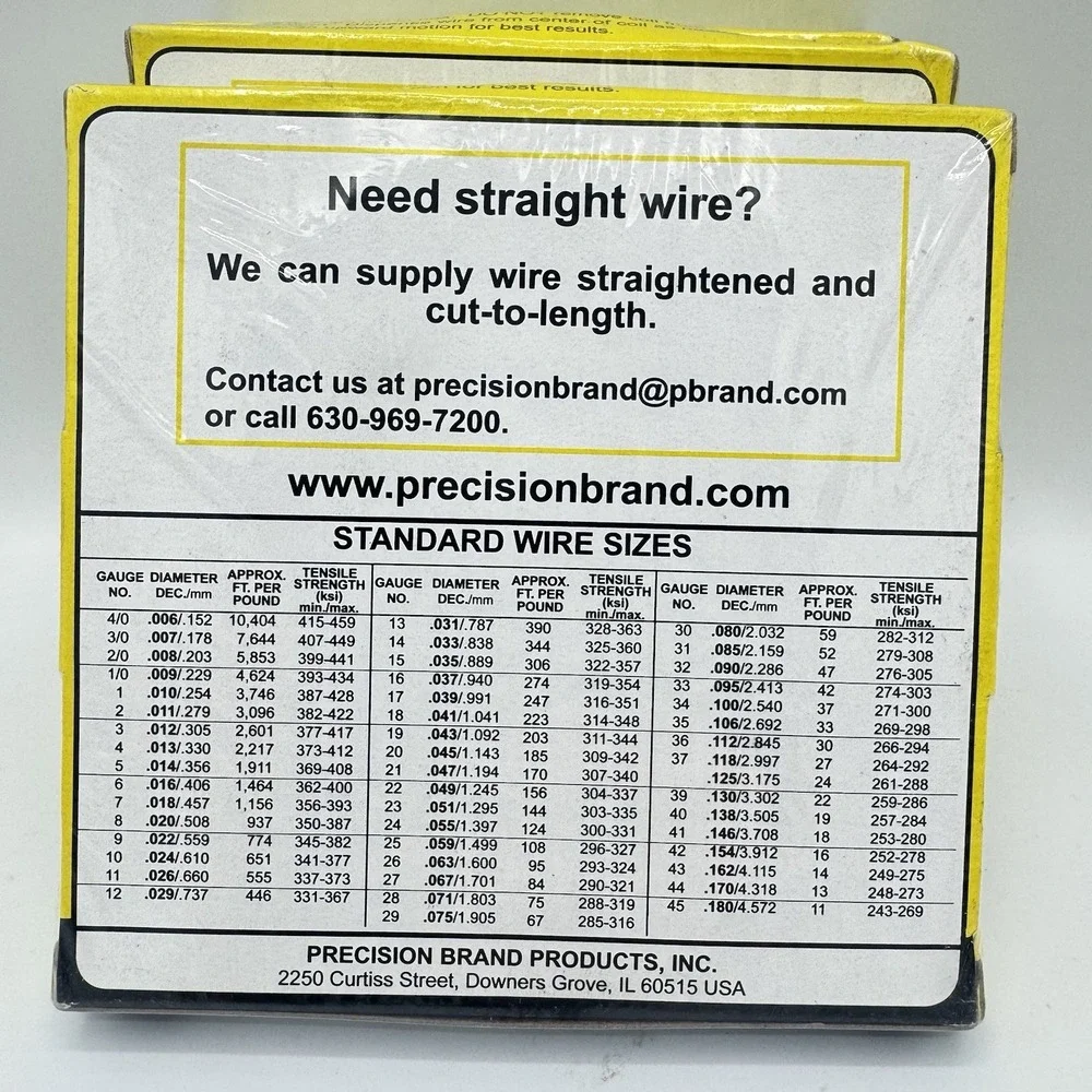 Lot of 3 SEALED Precision Brand 21047 Music Wire .047 Spring Tempered 1 lb Each